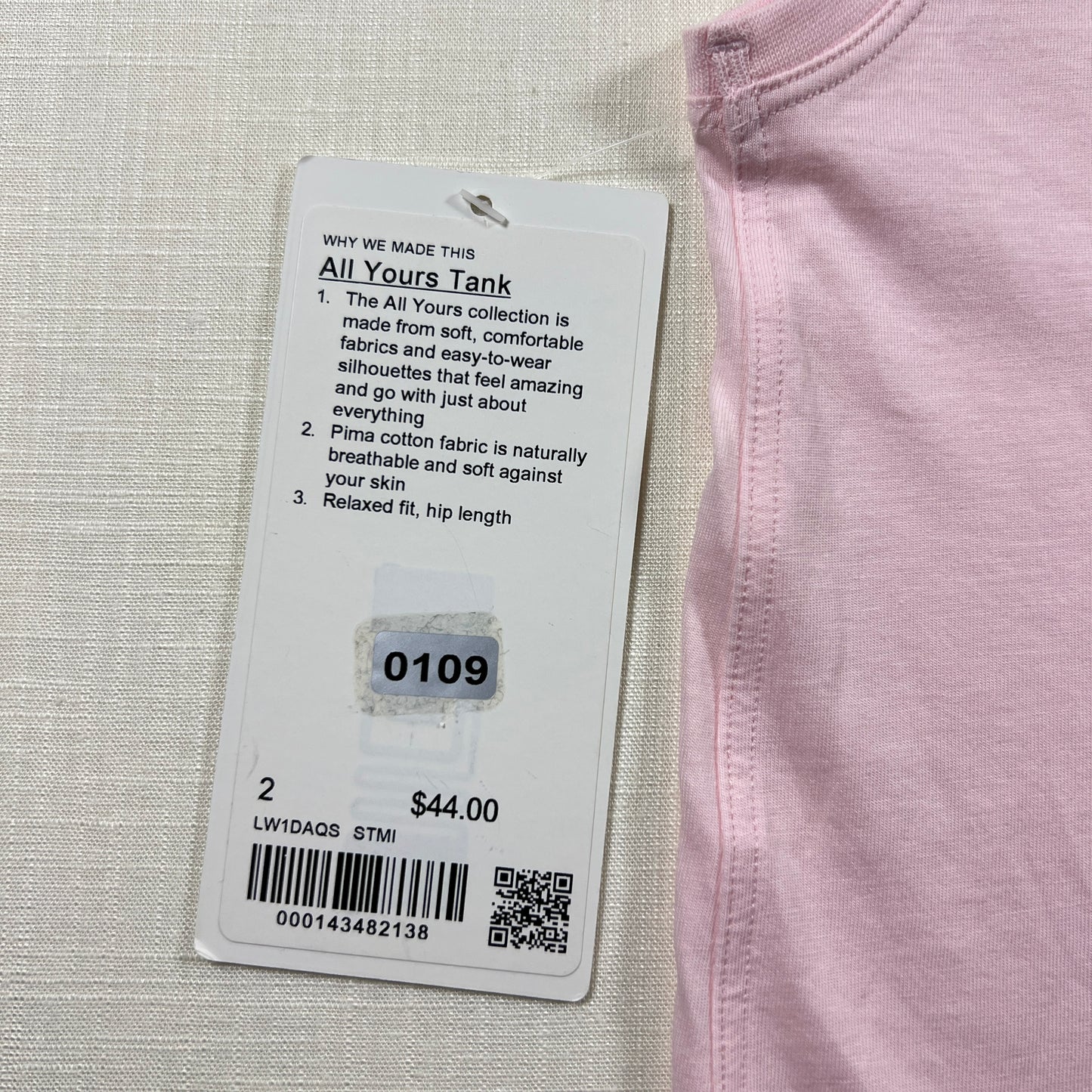 Lululemon All Yours Tank - Strawberry Milkshake - Size 2 (XXS)