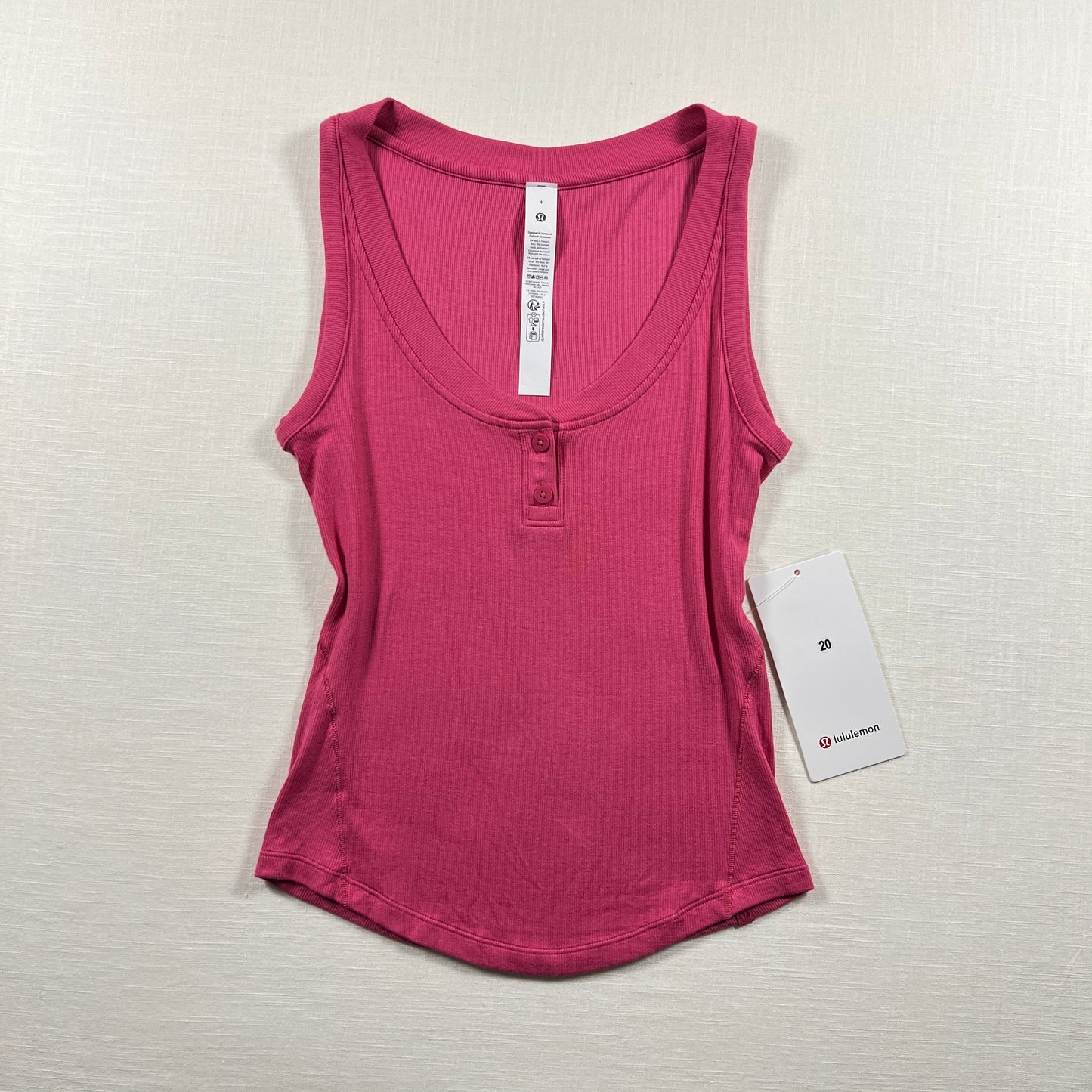 Lululemon Hold Tight Henley Tank - Raspberry Coulis - Size 4 (XS)