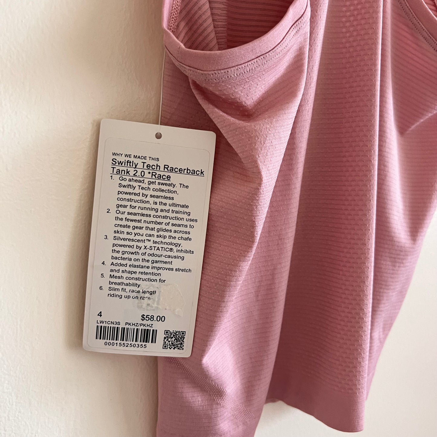 Lululemon Swiftly Tech Racerback Tank Race - Pink Haze/Pink Haze - Size 4 (XS)