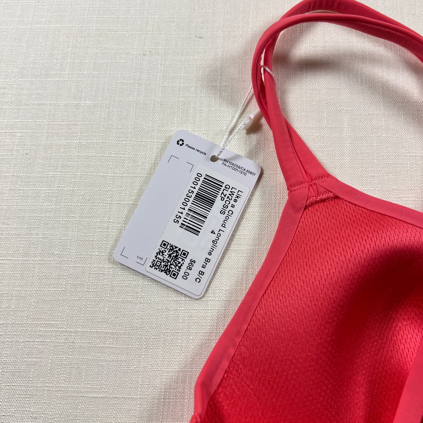 Lululemon Like a Cloud Bra Long Line *Light Support, B/C Cup - Glaze Pink - Size 4 (XS)