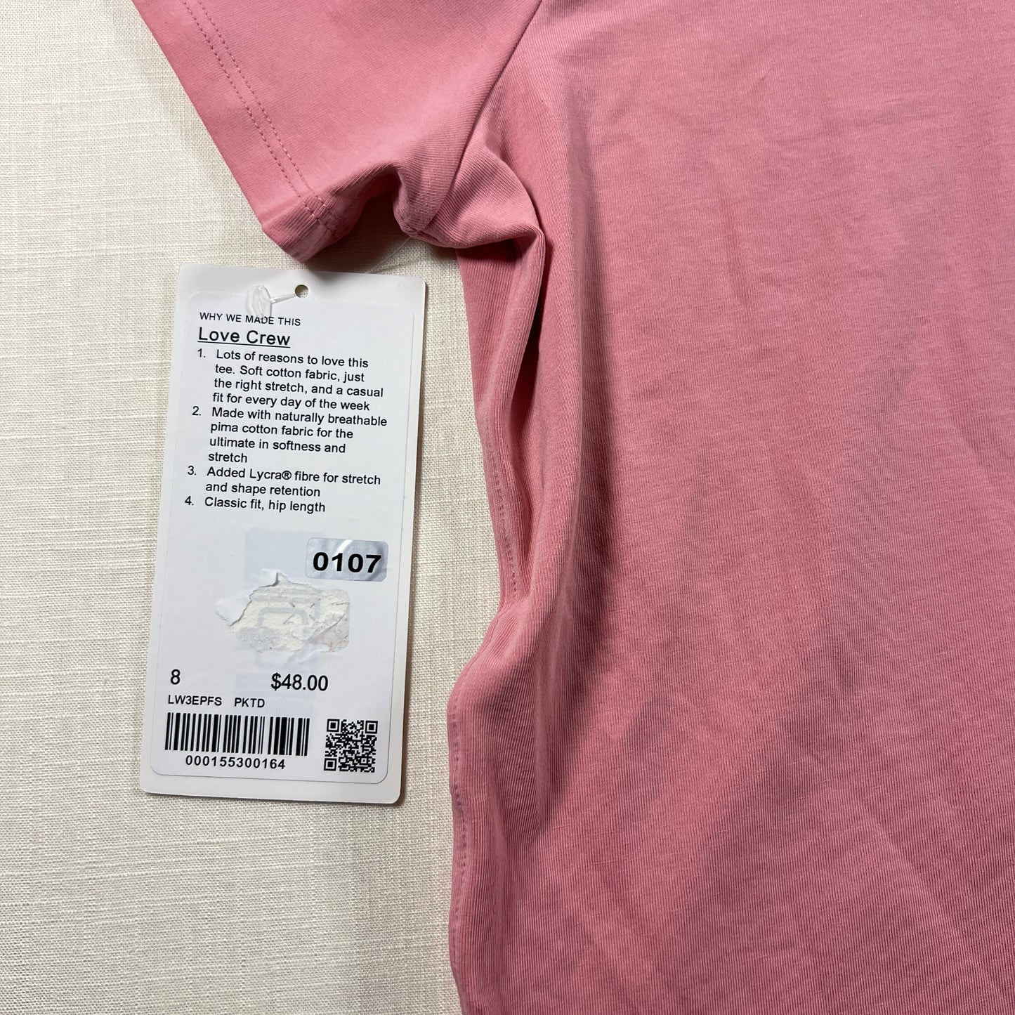 Lululemon Love Crew - Pink Tide - Size 8 (Medium)
