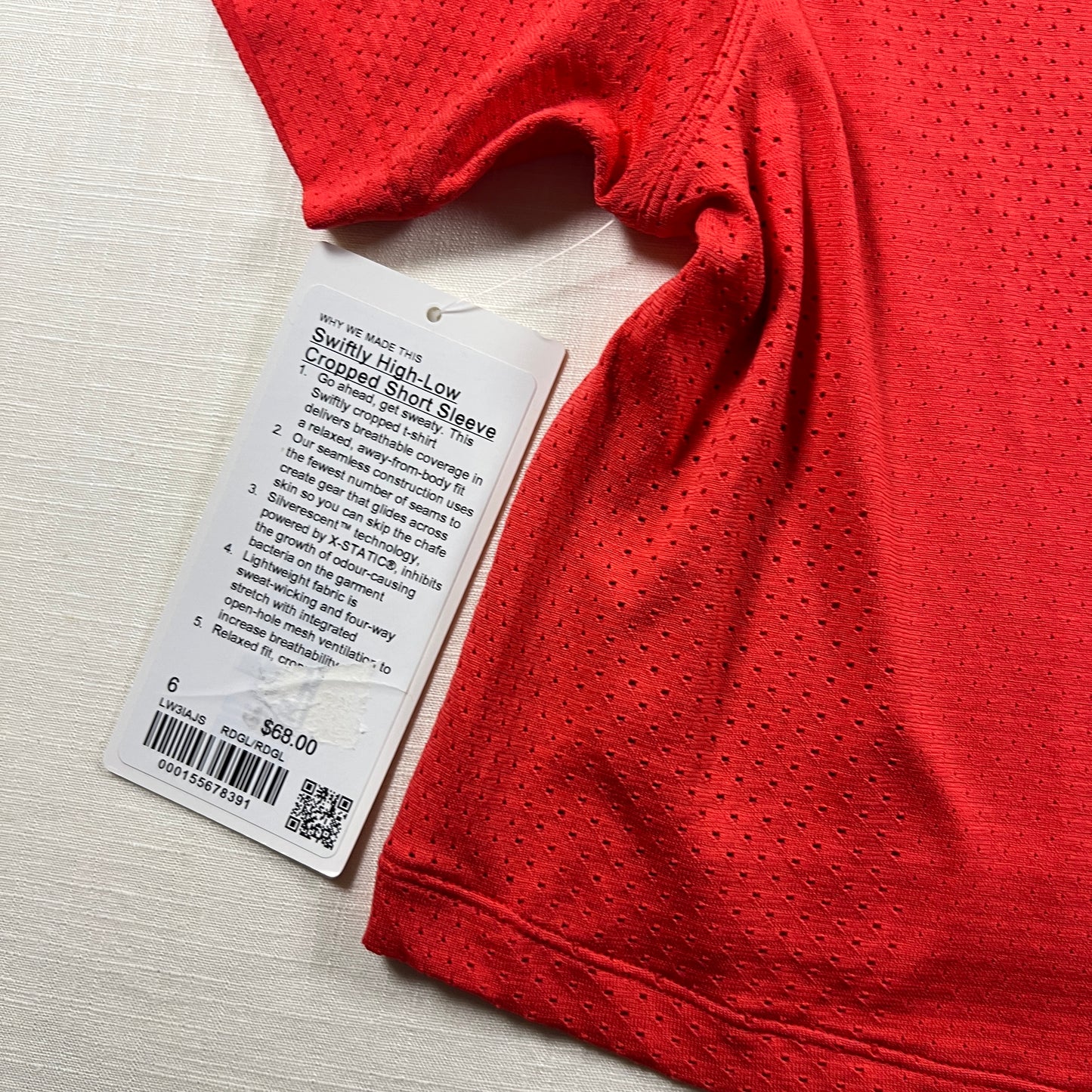 Lululemon Swiftly High-Low Cropped Short-Sleeve Shirt - Red Glow / Red Glow - Size 6 (Small)