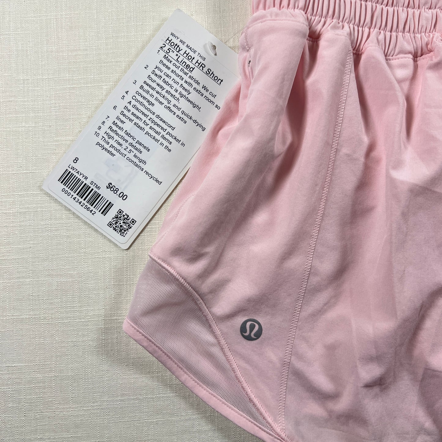 Lululemon Hotty Hot High-Rise Lined Short 2.5" - Strawberry Milkshake - Size 8 (Medium)