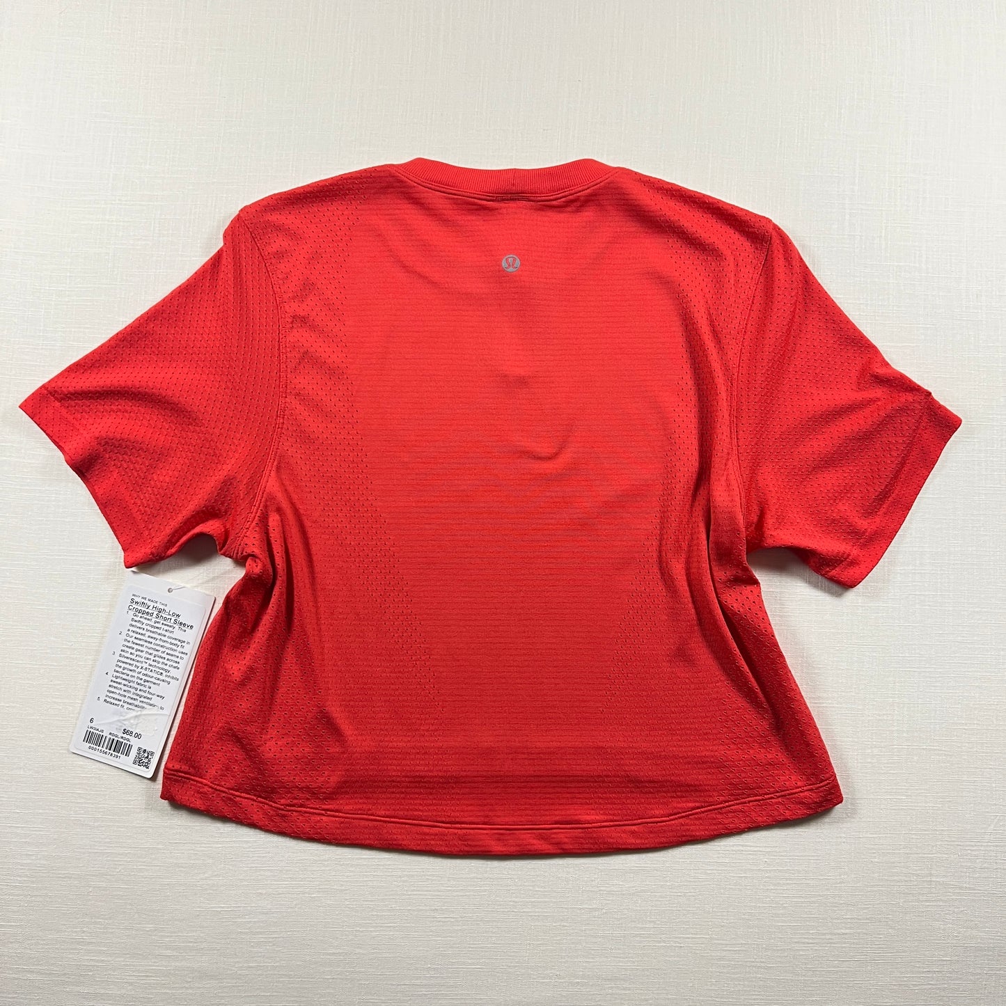 Lululemon Swiftly High-Low Cropped Short-Sleeve Shirt - Red Glow / Red Glow - Size 6 (Small)