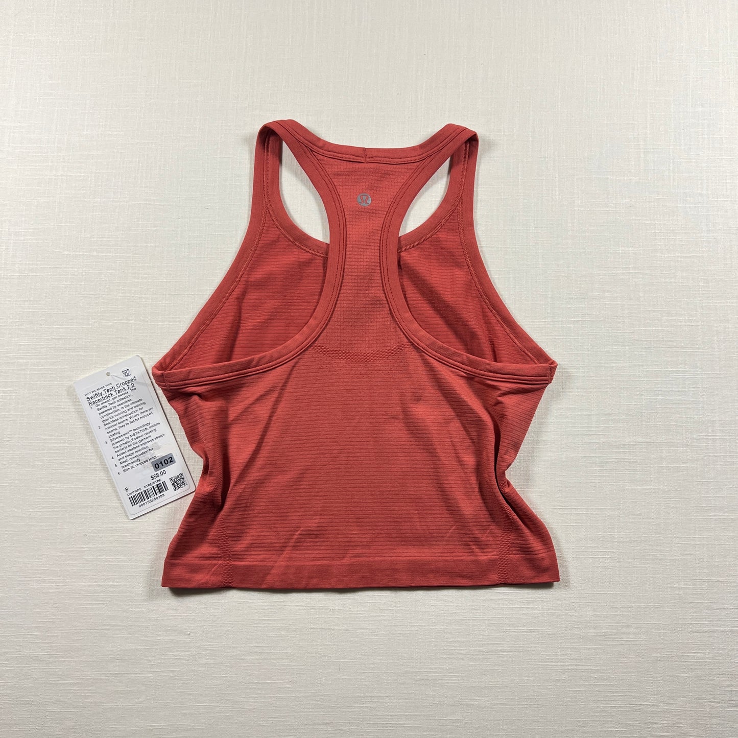 Lululemon Swiftly Tech Cropped Racerback Tank 2.0 - Desert Red/Desert Red - Size 8 (Medium)