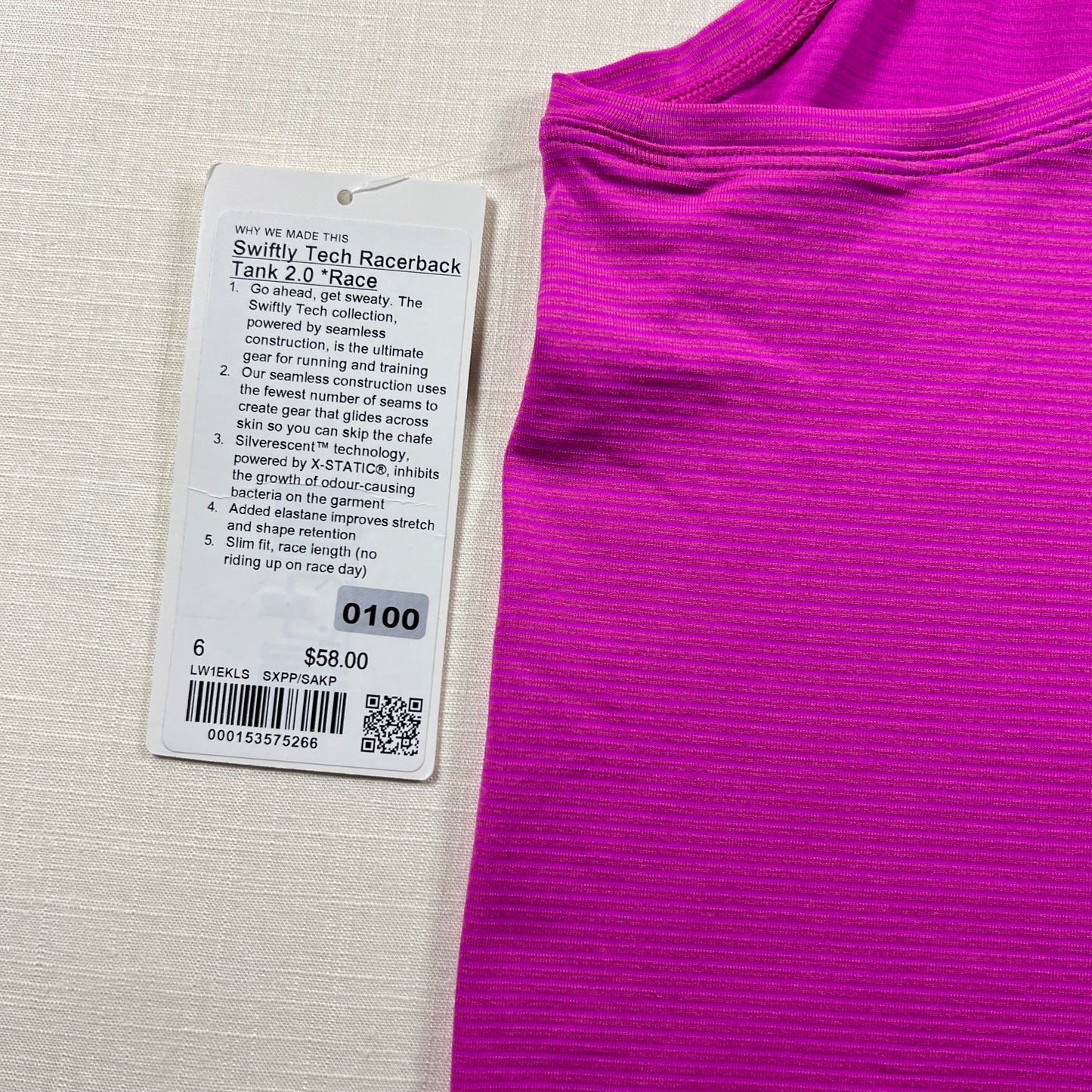 Lululemon Swiftly Tech Racerback Tank 2.0 *Race - Spandex Stripe Pow Pink/Sakura Pink - Size 6 (Small)