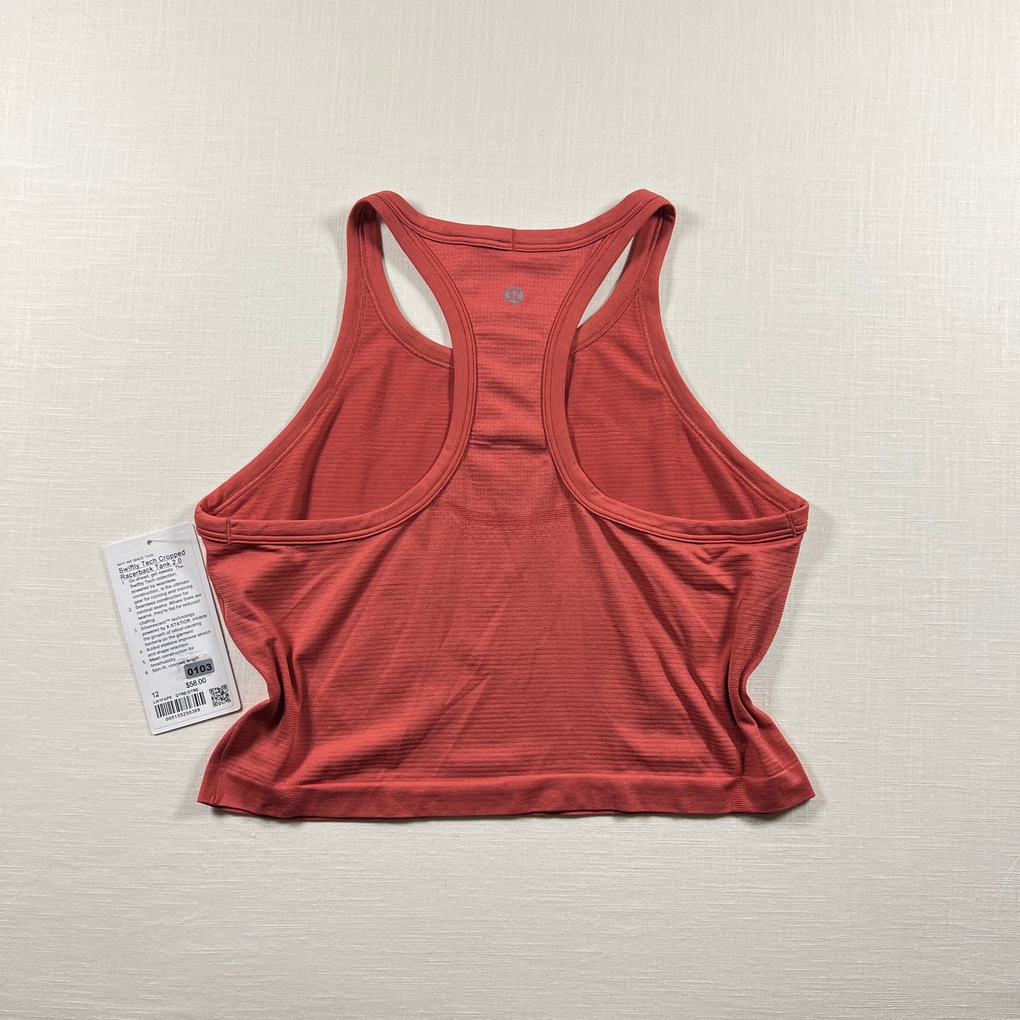 Lululemon Swiftly Tech Cropped Racerback Tank 2.0 - Desert Red/Desert Red - Size 12 (XL)