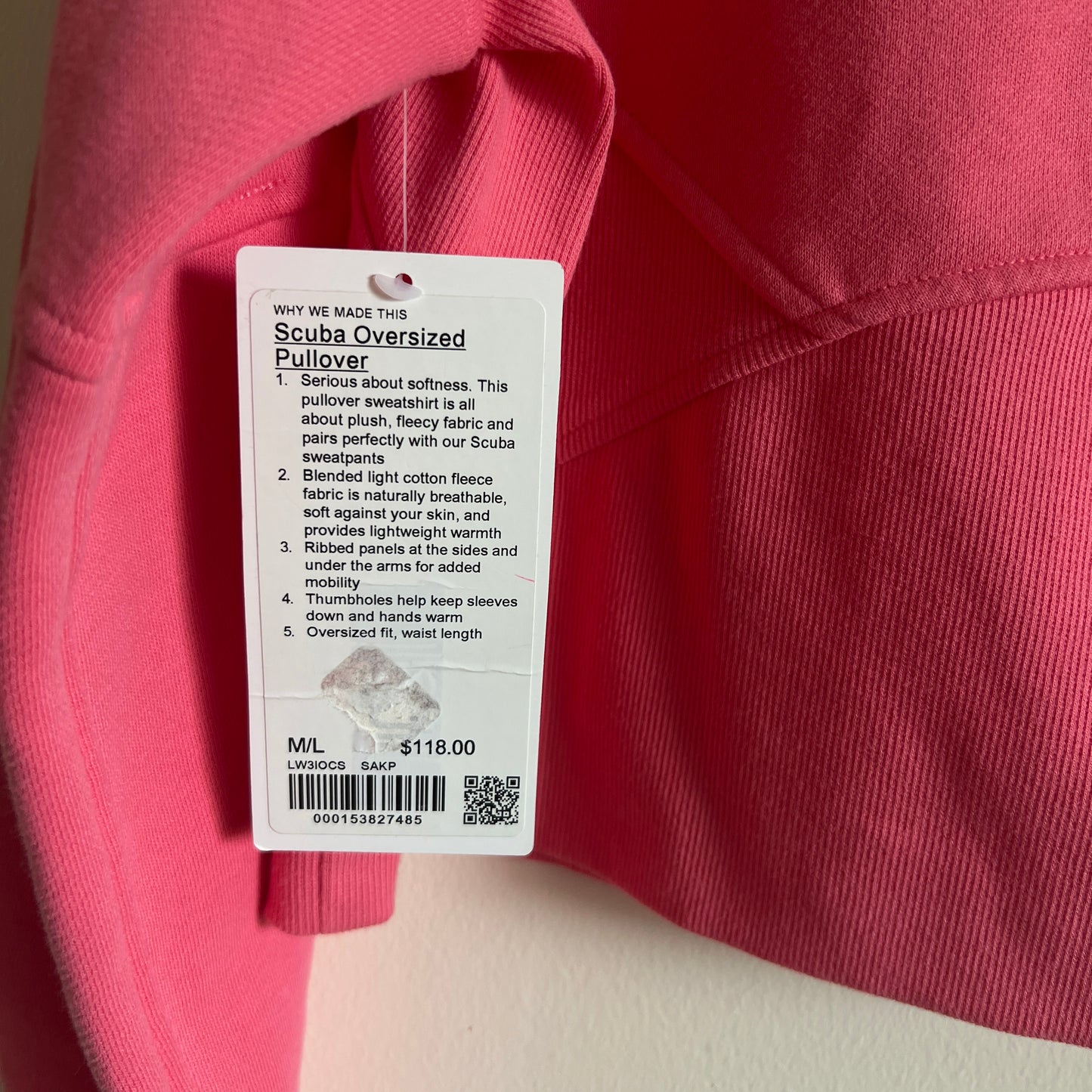 Lululemon Scuba Oversized Pullover *Wordmark - Sakura Pink - Size Medium/Large