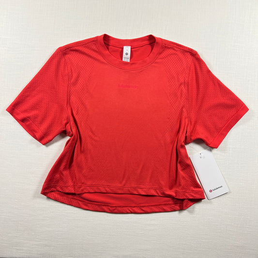 Lululemon Swiftly High-Low Cropped Short-Sleeve Shirt - Red Glow / Red Glow - Size 6 (Small)