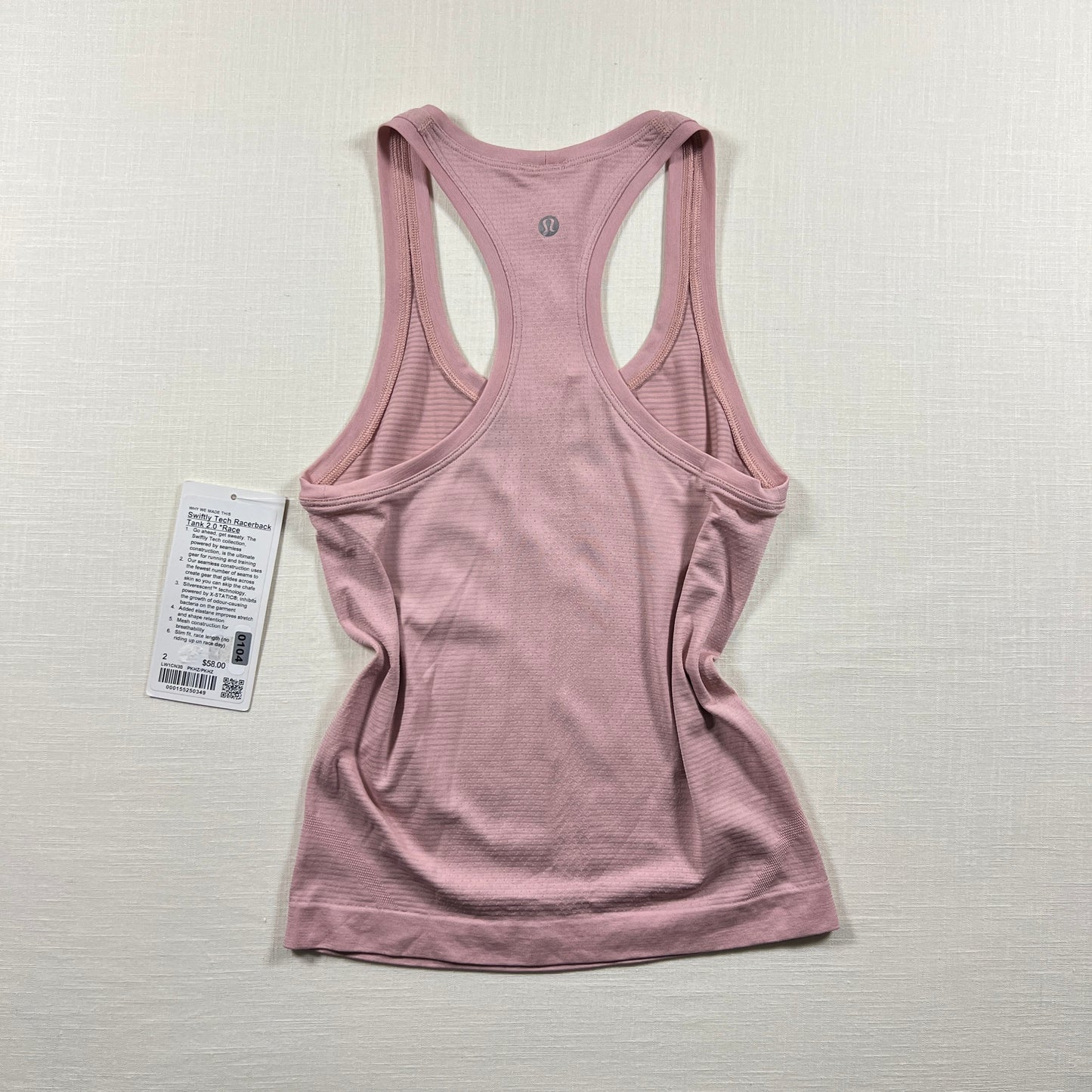 Lululemon Swiftly Tech Racerback Tank 2.0 Race - Pink Haze/Pink Haze - Size 2 (XXS)