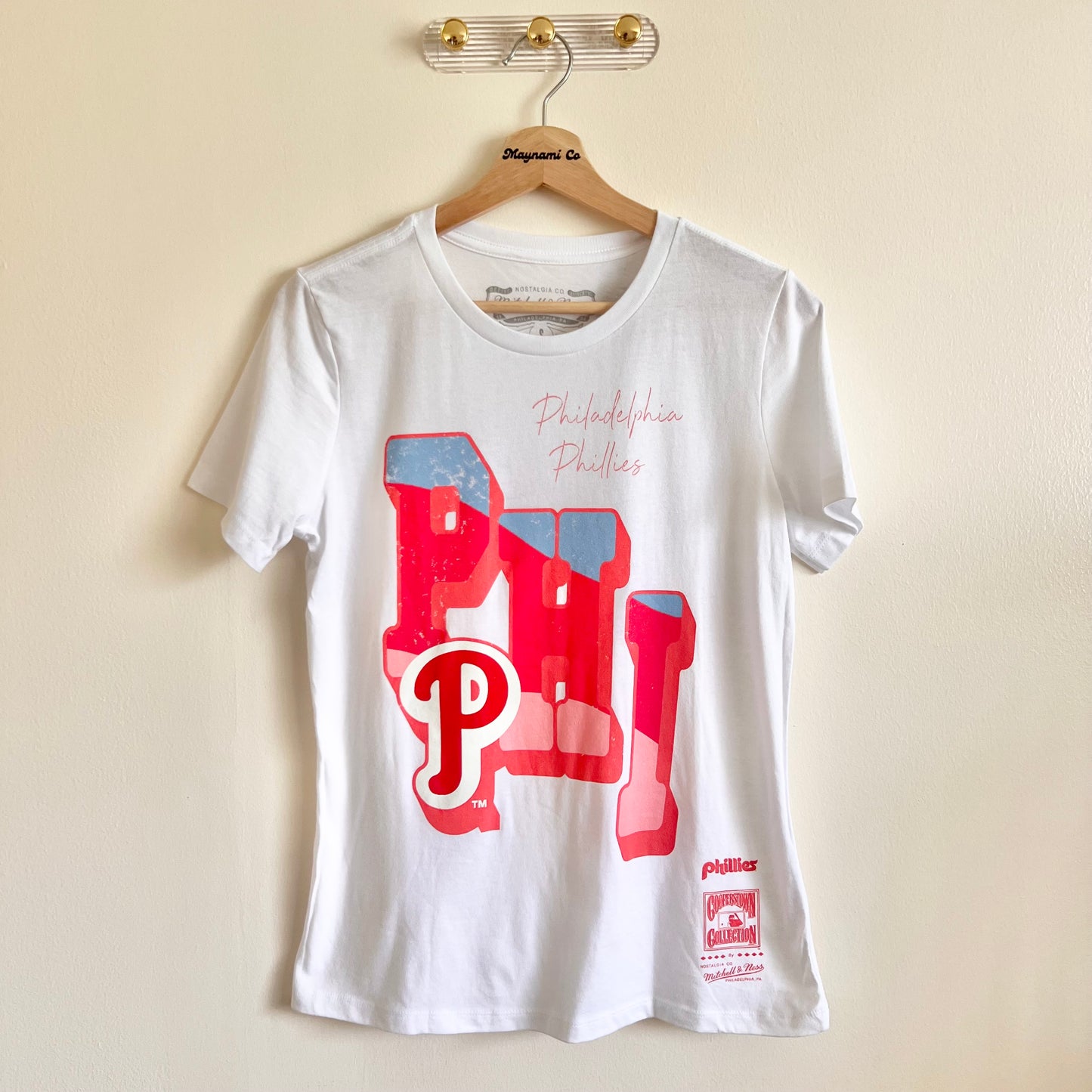 Mitchell & Ness Women's MLB Stateside Pastel SS Tee Philadelphia Phillies - White - Size Small